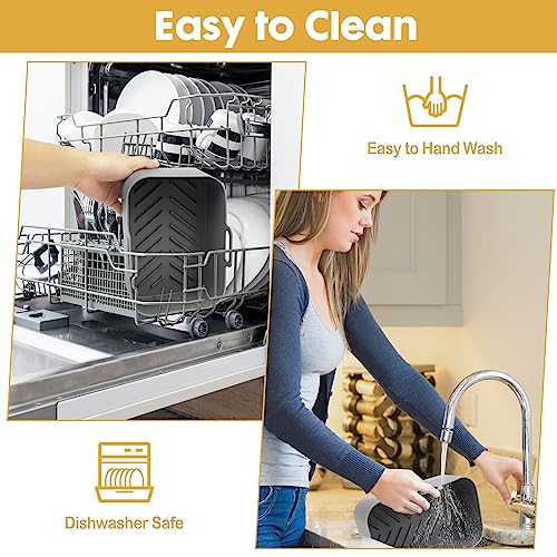 ZXZMZT Reusable Silicone Air Fryer Liners 10QT Grey - 8.46 x 5.9 inch, 2 Pack for Ninja DZ550/DZ401