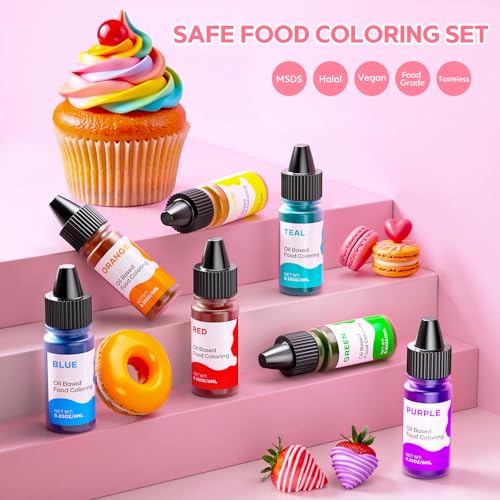 Oil-Based Food Coloring Set for Chocolate & Baking - 7 Colors Edible Dye