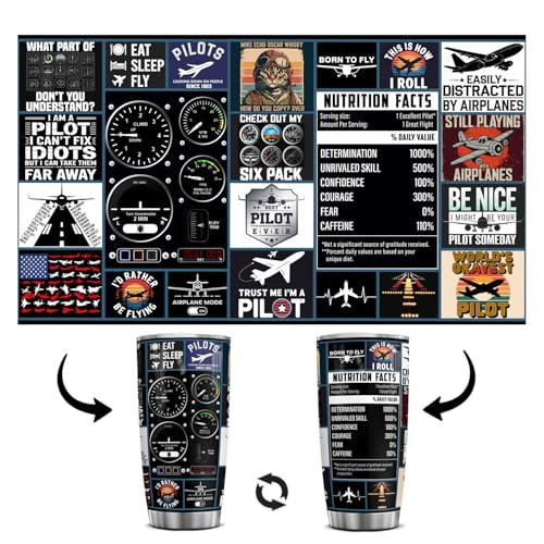 Pilot Tumbler 20 oz - Aviation Gift for Men | FROOBLEQUIRK Variation: Pilot