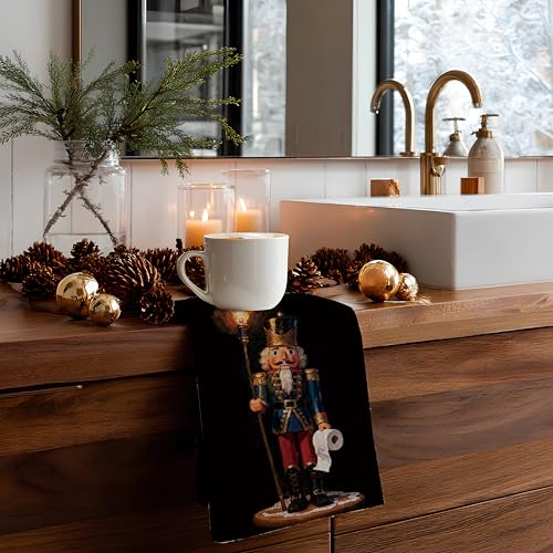 INDAJEDN Nutcracker Christmas Hand Towels - Funny Holiday Bathroom Decor, 16x24 Inch, Variation: Nutcracker 01