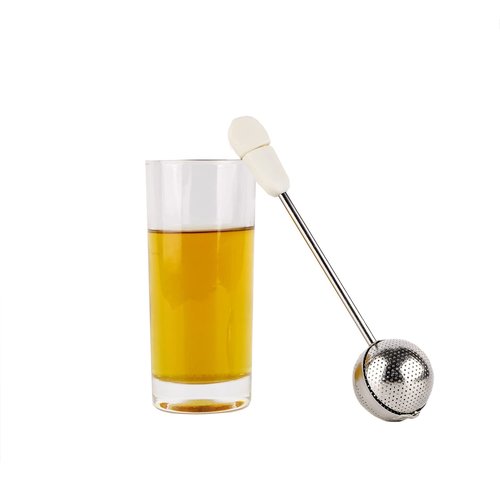 JANKOW Long handle Twisting Tea Strainers for loose tea, Stainless Steel Tea Infuser, Tea Steeper and Tea Infuser for Loose Tea(1Pc white))