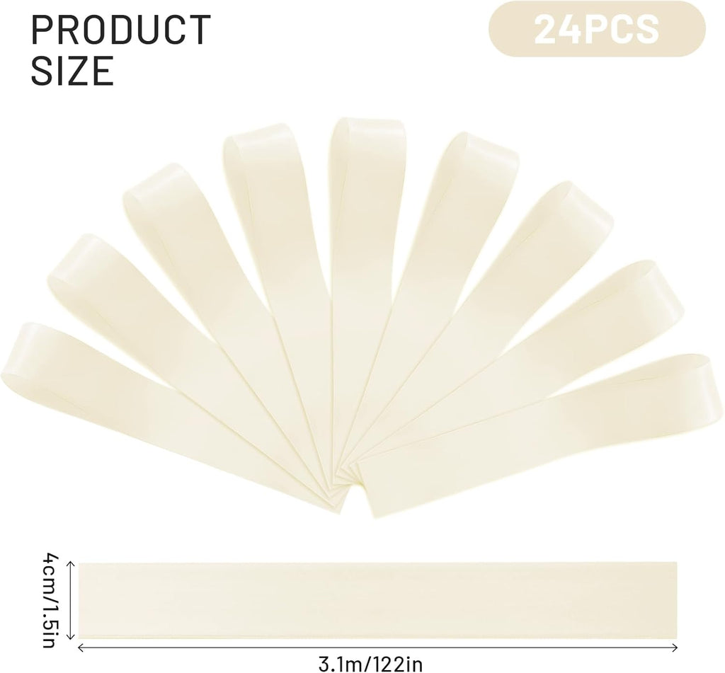 Regine Switzerland Wedding Chair Decorations - 24 Pcs Satin Ribbon Bows in Ivory White