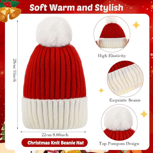 Classic Jamntower Christmas Knit Santa Hat for Adults - Unisex Holiday Accessory, 2 Pack