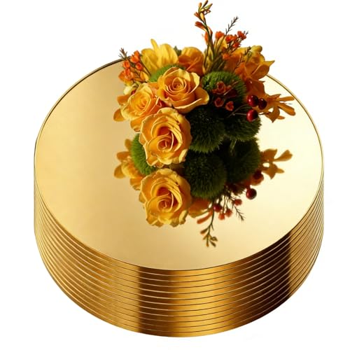 12 Pack 10-Inch Round Gold Acrylic Mirror Centerpieces for Tables