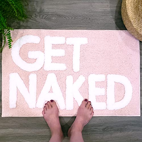 Get Naked Bath Mat Pink Blush Microfiber Non-Slip Rug 31" x 20"