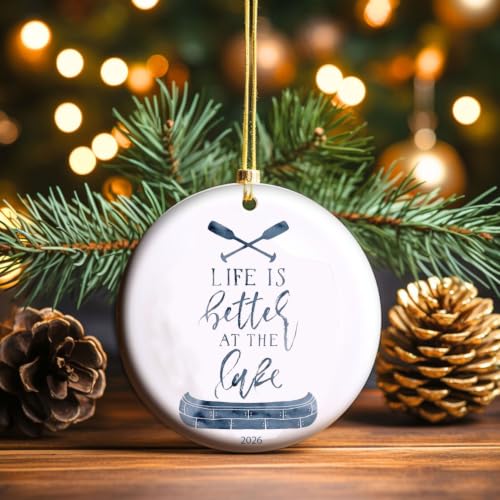 ELEWORD 2026 Lake Life Christmas Ornament T23 – Lake House Canoe Paddle Keepsake