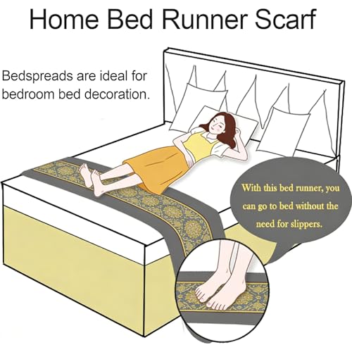 Hotel Style Linen Look Bed Runner, Decorative Bed Scarf for Queen/King Bed