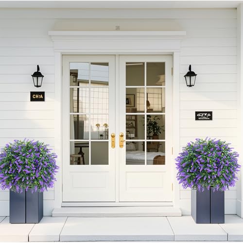 Artificial Boxwood Topiary Ball with Lavender - UV Resistant Set of 2