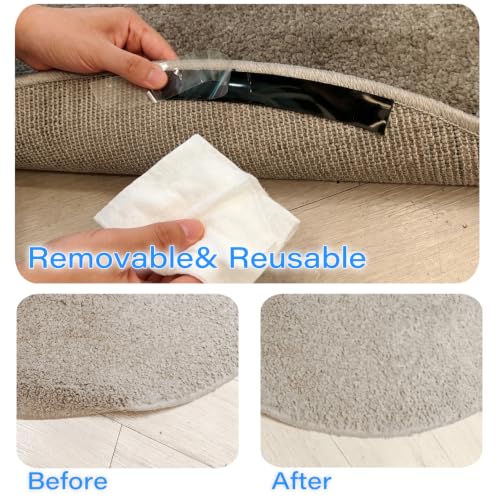 Reusable Curved Rug Gripper Pads for Round Rugs, 8 Pack Non-Slip Tape