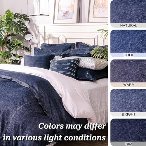 100% Cotton Denim Pillow Sham - Soft Washed Standard 20'' x 26''