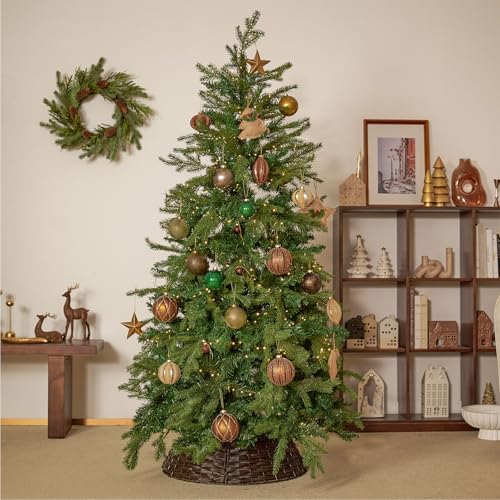 DN DECONATION Green Glass Christmas Ornament Set with 3 Effects, 9 Pieces