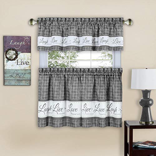 Café Plaid Kitchen Curtain Set - 3-Piece Gingham Design