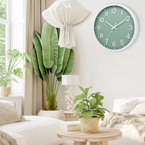 8-Inch Silent Wall Clock, Battery Operated Non-Ticking Round Clock