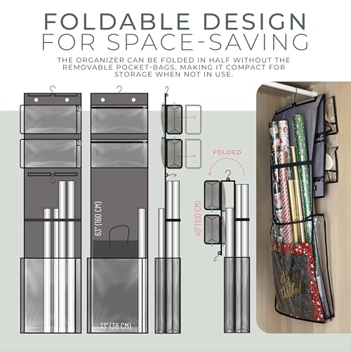 Hanging Wrapping Paper Organizer Over-the-Door Gift Bag Storage Holder