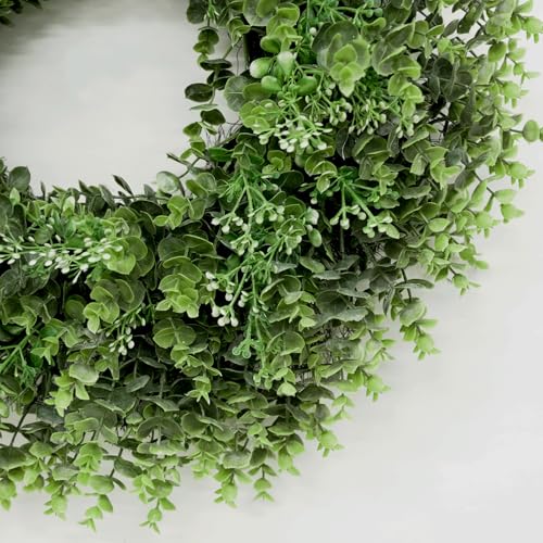26-Inch Artificial Boxwood Wreath for Front Door, Indoor & Outdoor Decor