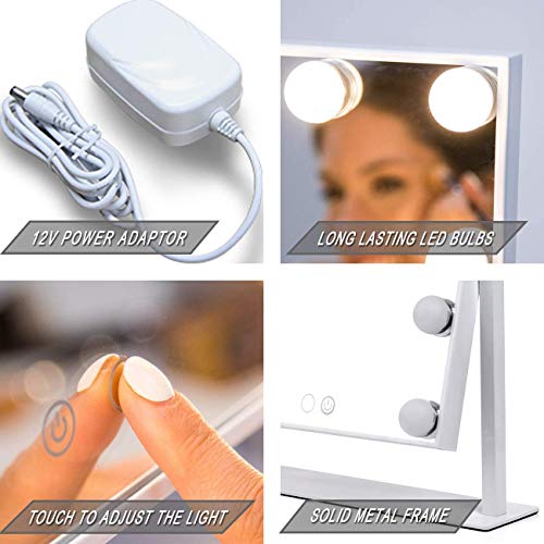 Hollywood Lighted Vanity Mirror with Dimmable LED Bulbs and Touch Control