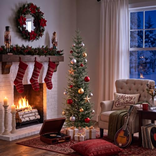 Ferrgoal 6 FT Unlit Artificial Pine Christmas Tree - Realistic Holiday Decor