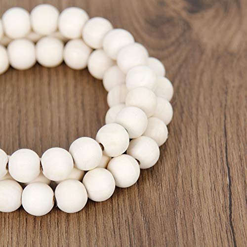 58-Inch Natural Wood Bead Garland Farmhouse Rustic Wall Decor