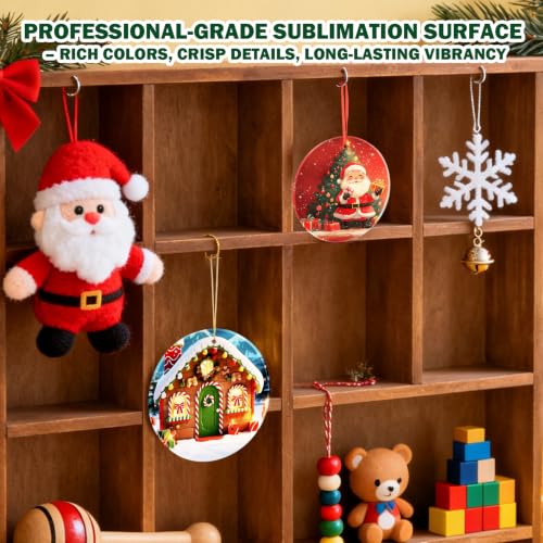 Aulsetch 50 Pack 4 Inch Glass Sublimation Ornaments Christmas Decorations