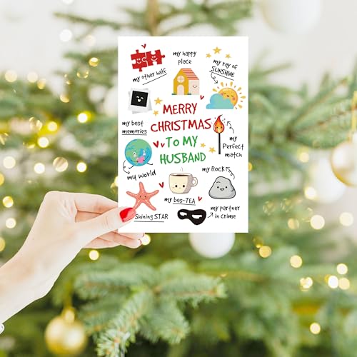 Husband Christmas Card 8x5 (8.07 x 5.3 inches) Cute Card for Husband - To My Best Memories My World My Rock - Sibling Variation Husband 01