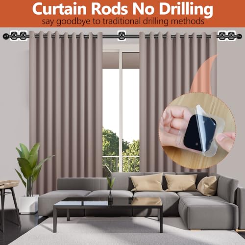 Adjustable Curtain Rod with No-Drill Adhesive Brackets, 16 to 48 Inch