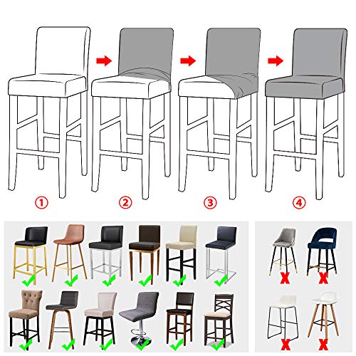Stretchable Bar Stool Covers Set of 2 - Removable & Washable