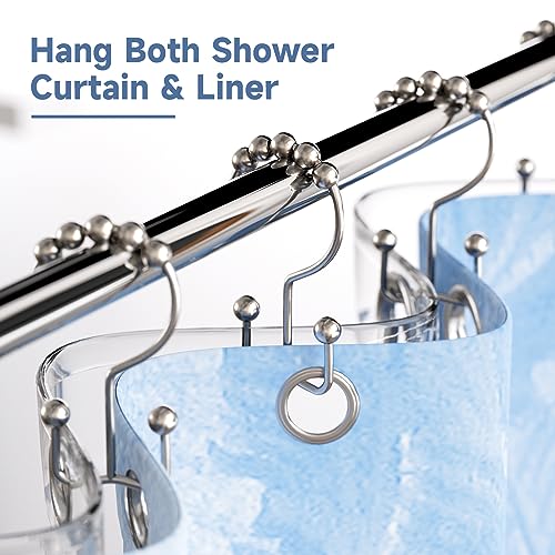 Titanker Double Glide Shower Curtain Hooks Rust Resistant Metal Rings Nickel