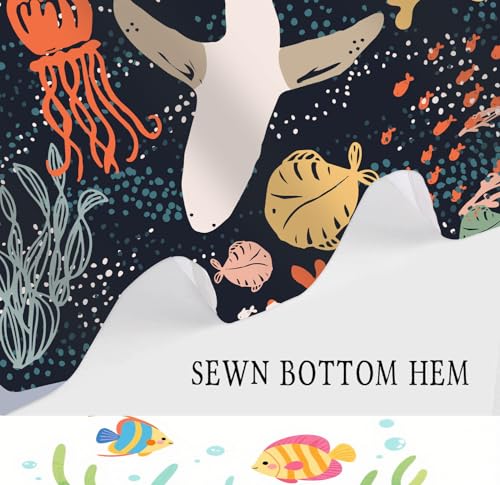 Boho Ocean Shark Shower Curtain - Waterproof Fabric Bathroom Decor 69x70