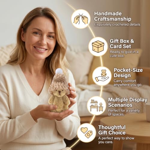 Handmade Pocket Bear with Encouraging Card - Small Emotional Support Plush