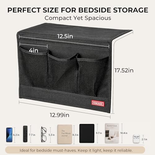 Bedside Caddy Organizer for Bed and Sofa - 4-Pocket Storage with Non-Slip