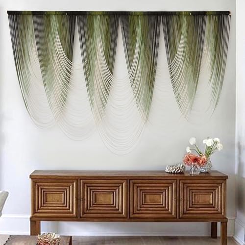 Dip-Dyed Green Macrame Wall Hanging - Oversized Boho Fiber Art (57x41 In)