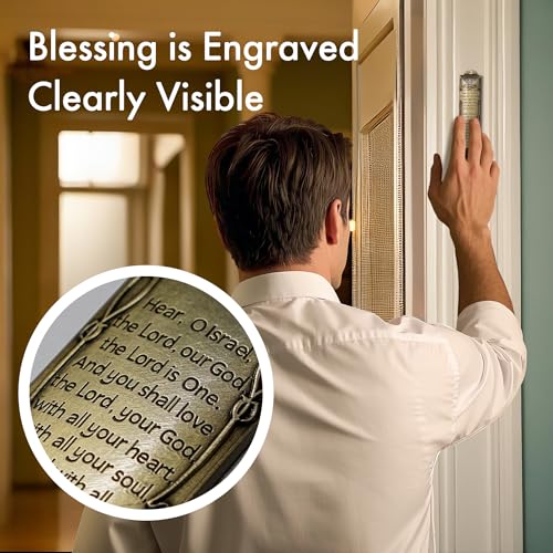 Engraved Bronze Mezuzah Case 5.3-Inch with Scroll, 3-Pack