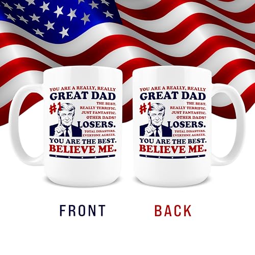 Dad Coffee Mug - Funny Trump Best Dad Ever 15oz Ceramic Gift for Men