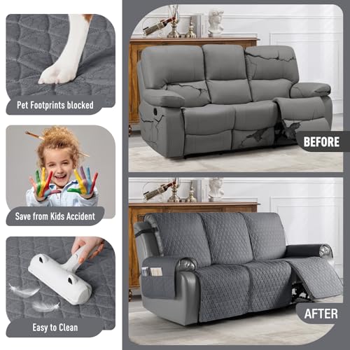 Waterproof Recliner Couch Cover for 3 Seater - Dark Gray