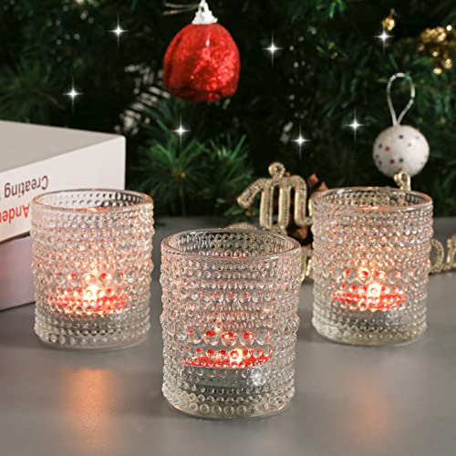 24 Pack Clear Glass Votive Candle Holders - 2x2.5 Inch Vintage Design