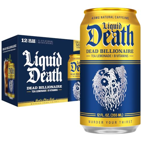 Liquid Death Dead Billionaire Iced Tea and Lemonade 12 Fl Oz 12 Pack