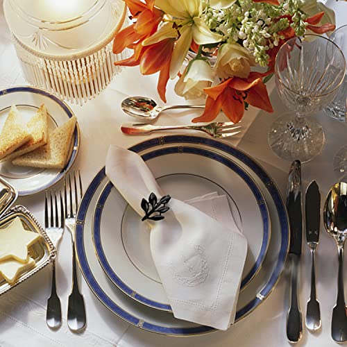 YeZi-Black Napkin Rings Set of 12 Leaf Design for Elegant Table Settings