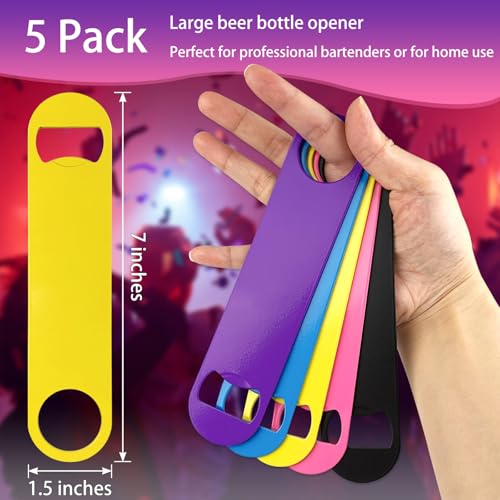 KTOJOY 5 Pack 7-Inch Colorful Stainless Steel Bottle Openers - Large Bar Tools