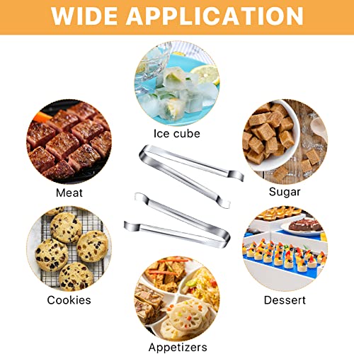 16 Pcs Stainless Steel Ice Tongs 6.5 Inch for Ice & Food Serving