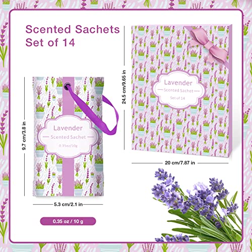 Lavender Scented Sachets for Drawers and Closets - 14 Pack Fragrance Bags