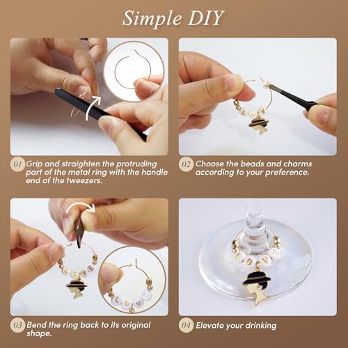 Acootima Ladies DIY Wine Glass Charms Kit, 25 Reusable Drink Markers for Wine Tasting & Parties