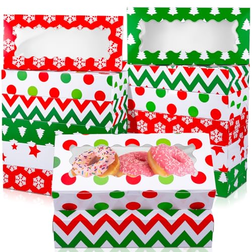 30 Pcs Christmas Cookie Gift Boxes with Window - 12 x 5.5 x 2.5 Inch Bakery Packaging