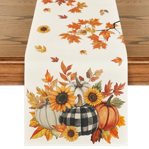 210 GSM Fall Table Runner 13x72 Inch Beige Polyester Home Decor