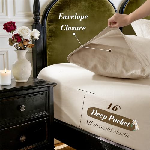 100% French Linen King Sheet Set - Natural Cooling Bedding 4-Piece