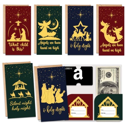 Mczan 24-Pack Nativity Christmas Money Cards with Envelopes & Stickers