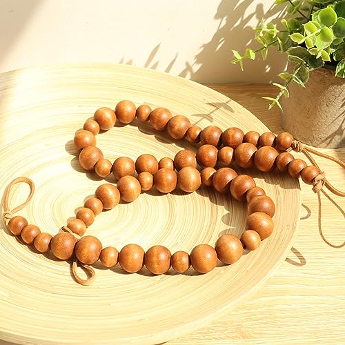 2 Pieces Wood Bead Curtain Tiebacks, Bohemian Style Drape Holdbacks
