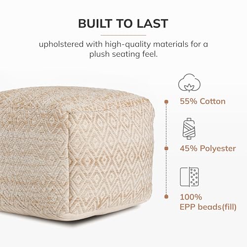 Handmade Cotton Pouf Ottoman - Decorative Floor Seating and Foot Rest