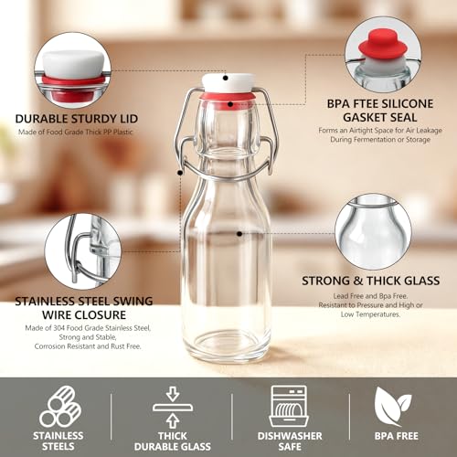 24 Pack 4oz Swing Top Glass Bottles with Lids Airtight Flip Top