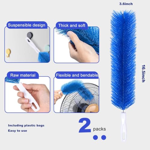 Bendable Microfiber Fan Duster Brush for Ceiling Fans & Blinds - 2 Pack