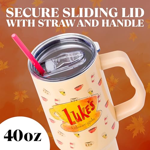 40oz Stainless Steel Tumbler with Handle and Straw - Themed Travel Cup
